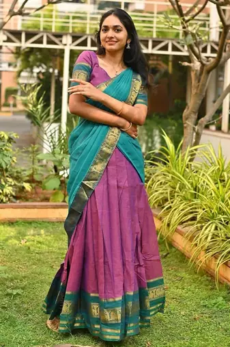 Pink Kanjivaram Silk Half blend Lehenga Saree With blouse And Dupatta