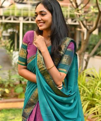 pink kanjivaram silk half saree lehenga set 2