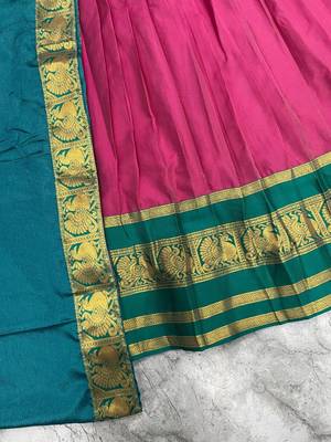pink kanjivaram silk half saree lehenga set 5