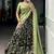 Alluring Black Kalamkari Printed Silk Festive Wear Half Saree Lehenga