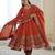 Orange Roman Silk Embroidered Sequence Anarkali Set with Dupatta