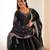 Black Roman Silk Embroidered Sequence Anarkali Set with Dupatta
