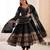 Black Roman Silk Embroidered Sequence Anarkali Set with Dupatta