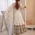 White Roman Silk Embroidered Sequence Anarkali Set with Dupatta