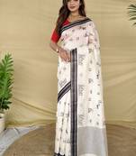 Black Color machine woven multi thread Work Silk Saree