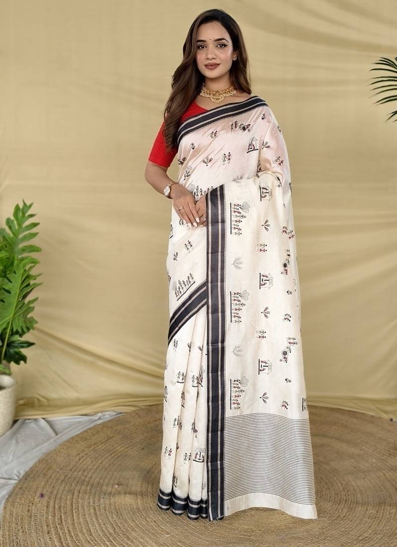 Black Color machine woven multi thread Work Silk Saree