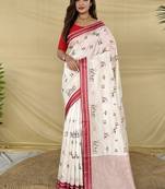 Red Color machine woven multi thread Work Silk Saree
