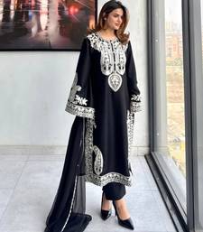 black silk blend embroidered palazzo set
