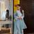 sky blue silk blend embroidered palazzo set