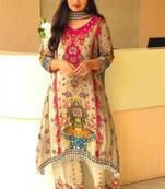 cream silk blend embroidered farshi salwar