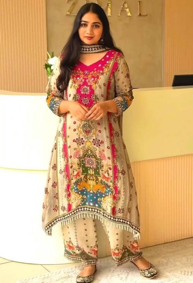 cream silk blend embroidered farshi salwar