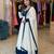 white silk blend embroidered gown set