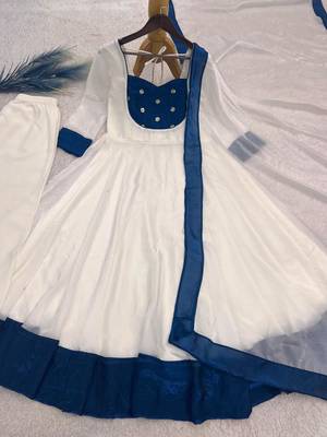 white silk blend gown set with sequins embroidery
 4