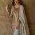 beige silk blend embroidered kurta set