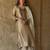beige silk blend embroidered kurta set