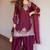 wine silk blend embroidered palazzo set