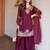 wine silk blend embroidered palazzo set