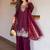 wine silk blend embroidered palazzo set