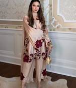 beige glass tissue embroidered palazzo set