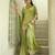 parrot green silk blend embroidered palazzo set