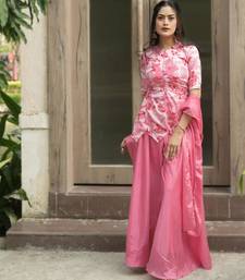 pink silk blend printed palazzo set