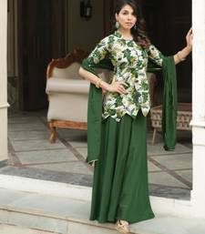 green silk blend printed palazzo set