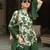 green silk blend printed palazzo set