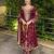 maroon silk blend embroidered kurta set