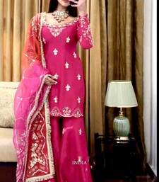 hot pink silk blend embroidered sharara set 