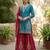 blue silk blend embroidered palazzo set