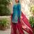 blue silk blend embroidered palazzo set