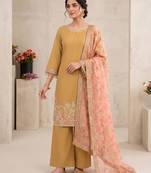 mustard silk blend embroidered farshi salwar set