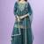 teal blue silk blend embroidered palazzo set
