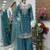 teal blue silk blend embroidered palazzo set