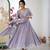 lavender faux georgette embroidered flared kurta set