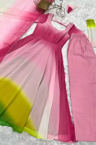 multicolor faux georgette kurta set with tie dye