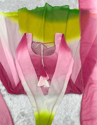 multicolor faux georgette kurta set with tie dye
 4