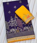 Purple Color embroidery cording sequin and thread work Dolla silk blend Saree