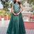 teal green silk blend plain lehenga set