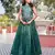teal green silk blend plain lehenga set