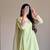 green silk blend embroidered farshi salwaar