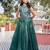 teal green silk blend plain lehenga set