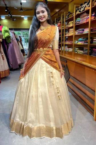 cream silk blend embroidered lehenga set