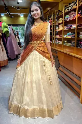 cream silk blend embroidered lehenga set