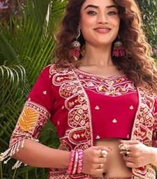 cream silk blend embroidered lehenga set with free size upto 44