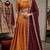 orange silk blend embroidered lehenga set