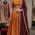orange silk blend embroidered lehenga set