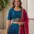blue silk blend embroidered lehenga set