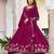 rani pink faux georgette thread gown set 