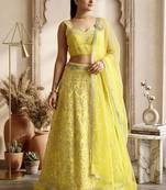 lighty ellow georgette embroidered lehenga set